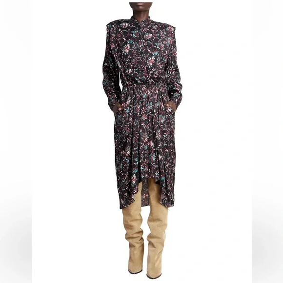 Isabel Marant Etoile Okleya Floral High-Low Midi-Dress - Picture 2 of 8